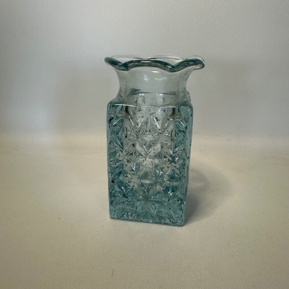 Vintage Pale Blue Apothecary Jar/Bottle Diamond Star Quilt Pattern 4.5" No Lid - Picture 3 of 8